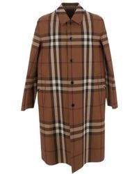 Burberry - Single Breasted Checked Coat - Lyst