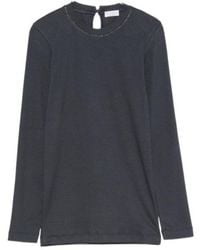 Brunello Cucinelli - Monili-Trim Long-Sleeve T-Shirt - Lyst