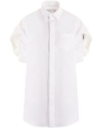 Sacai - Short Puff Sleeved Mini Shirt Dress - Lyst