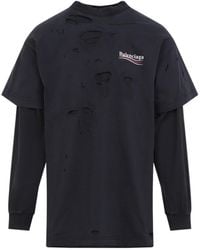 Balenciaga - Destroyed Layered Long-Sleeved T-Shirt - Lyst