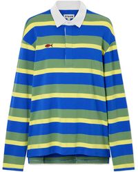 STAUD - Gavin Striped Embroidered Polo Shirt - Lyst