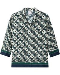 CASABLANCA - Check Monogram Pyjama Long Sleeve Silk Shirt - Lyst
