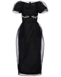 Simone Rocha - Embroidered Tulle Midi Dress - Lyst