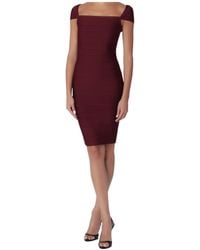 ROTATE BIRGER CHRISTENSEN - Midi Fitted Knit Dress Dark - Lyst