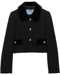 Prada - Wool Shearling-Trim Jacket - Lyst