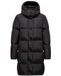 Moncler - Litte Square-Quilted Hooded Long Down Jacket - Lyst