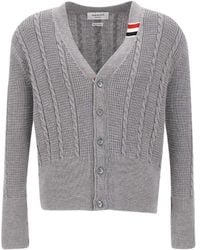 Thom Browne - V-Neck Buttoned Knitted Cardigan - Lyst