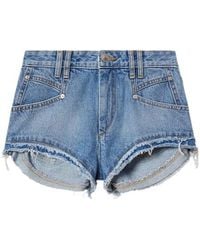Isabel Marant - Light Denim Shorts With Frayed Hem - Lyst