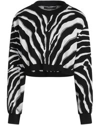 Dolce & Gabbana - Zebra Print Metallic Knit Sweater - Lyst