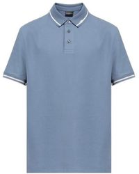 Emporio Armani - Stripe Detailed Short-Sleeved Polo Shirt - Lyst