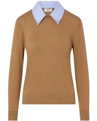 Liu Jo - Sweater With Poplin-Detail - Lyst