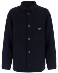Emporio Armani - Long Sleeved Logo Embroidered Jacket - Lyst