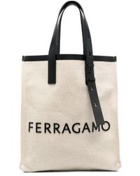 Ferragamo - Ferragamo Logo Patch Top Handle Tote Bag - Lyst