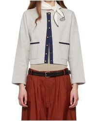 Bode - Heathered Embroidered Cardigan - Lyst