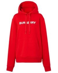 Burberry - Logo Print Cotton Hoodie - Lyst