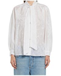 Marella - Cotton And Silk Muslin Shirt With Floral Embroidery - Lyst