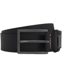 BOSS - Leather Belt With Logo Plaque Buckle - Lyst