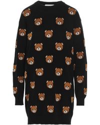 Moschino - Teddy Bear Pattern Knit Dress - Lyst