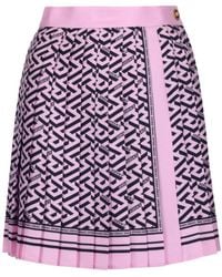 Versace - La Greca Print Mini Skirt - Lyst