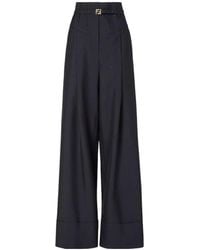 Fendi - Belted Waist Pinstriped Wide-Leg Trousers - Lyst