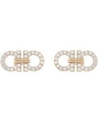 Ferragamo - Ferragamo Double Gancini Embellished Earrings - Lyst