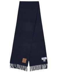 Ganni - Logo Patch Fringed Scarf - Lyst