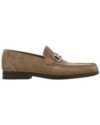 Ferragamo - Grandioso2 Suede Loafers With Gancini Buckle Shoes - Lyst