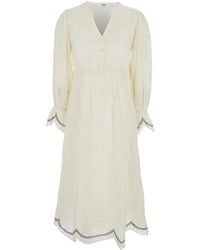 Ba&sh - 'Prisco' Long Dress With V-Neck And All Over Embroidered D - Lyst