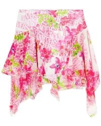 Versace - Asymmetric Ruffled Printed Silk-Crepe And Georgette Skirt - Lyst