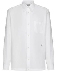 Dolce & Gabbana - Long-Sleeved Button-Up Linen Shirt - Lyst
