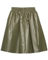 Prada - Pleated Nappa Leather Skirt - Lyst