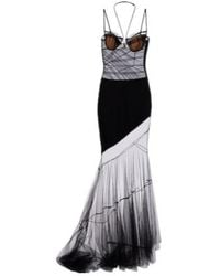 Nensi Dojaka - Asymmetric Draped Sheer Maxi Dress - Lyst