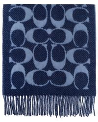 COACH - Logo Fringed Scarf - Lyst