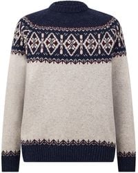 Barbour - Crew Neck Fair Isle Knit Sweater - Lyst