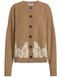 Alberta Ferretti - Lace Hem Relaxed Cardigan - Lyst