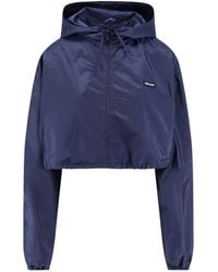 Miu Miu - Drawstring Cropped Hooded Jacket - Lyst