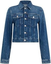 7 For All Mankind - Studded Cropped Denim Jacket - Lyst