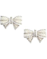 Self-Portrait - Embellished Satin Bow Earrings - Lyst