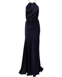 Victoria Beckham - Chain-Detail Draped Crêpe Satin Gown - Lyst