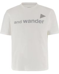 and wander - Logo Print T-Shirt - Lyst