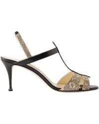 Manolo Blahnik - Lizard-Effect Leather Slingback Sandals - Lyst