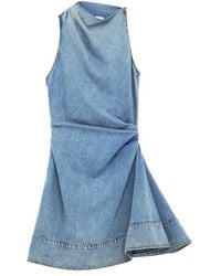 McQueen - Denim Asymmetric Mini Dress - Lyst