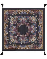 Etro - Silk Scarf With Tassels And Paisley Foliage Motif - Lyst