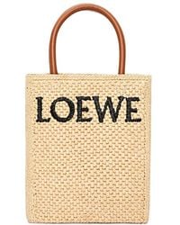 Loewe - Logo Detailed Woven Mini Tote Bag - Lyst