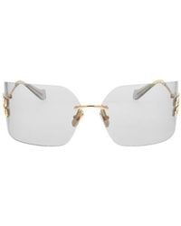 Miu Miu - Eyewear Logo-Plaque Oversize-Frameless Sunglasses - Lyst