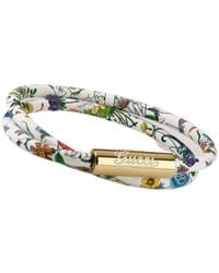 Gucci - Leather Double Bracelet With Script - Lyst
