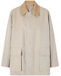 AURALEE - Leather-Trimmed Wool-Canvas Jacket - Lyst
