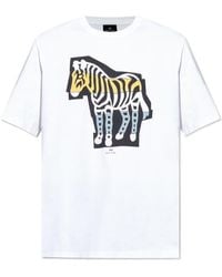Paul Smith - Ps Paul Smith Zebra Printed Crewneck T-Shirt - Lyst