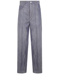 Bottega Veneta - Denim Effect Wide Leg Trousers - Lyst