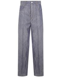 Bottega Veneta - Denim Effect Wide Leg Trousers - Lyst